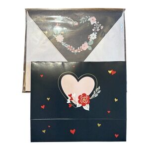 Love Delighted Floral Heart Shadowbox Card Push Button Light Anniversary Wedding